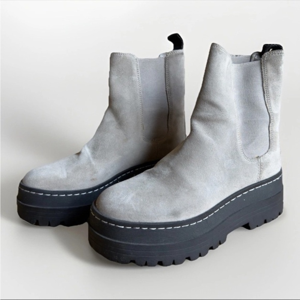Marc Fisher LTD MLPAULINE Chelsea Leather Boots Slip On Women Size 7M Gray